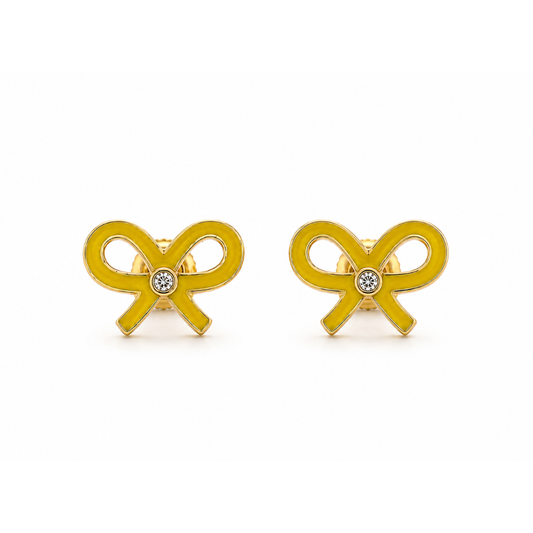 Kids Bowknot Diamond Stud Earrings