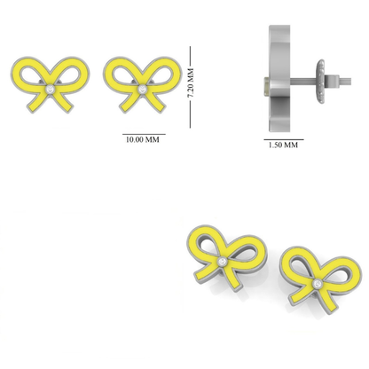 Kids Bowknot Diamond Stud Earrings