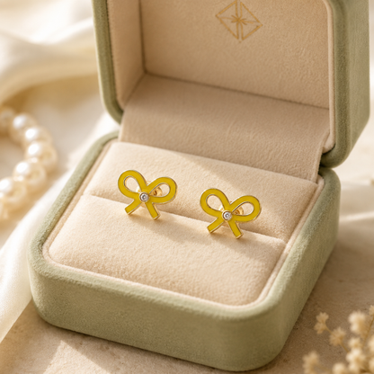 Kids Bowknot Diamond Stud Earrings