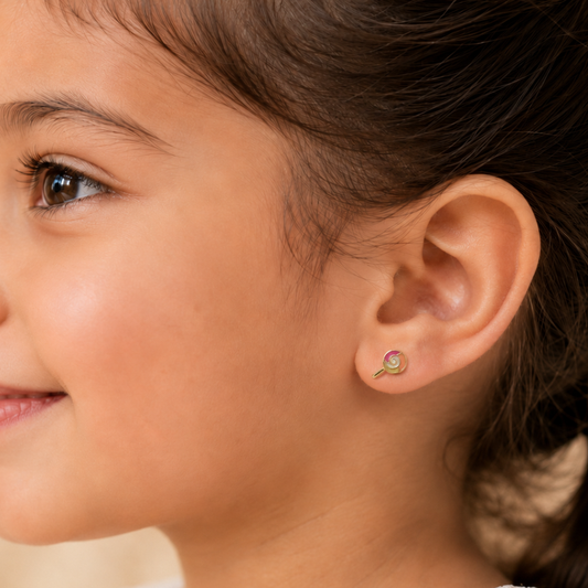 Kids Lollipop Diamond Stud Earrings