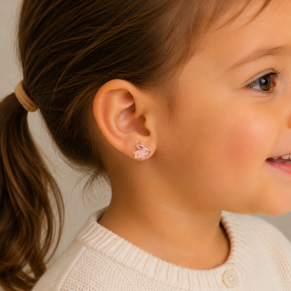 Kids Bunny Diamond Stud Earrings