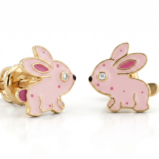 Kids Bunny Diamond Stud Earrings