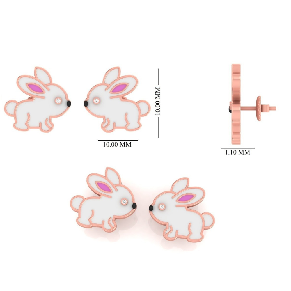 Kids Bunny Diamond Stud Earrings