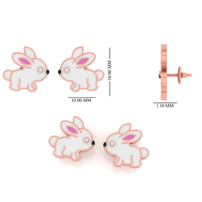 Kids Bunny Diamond Stud Earrings