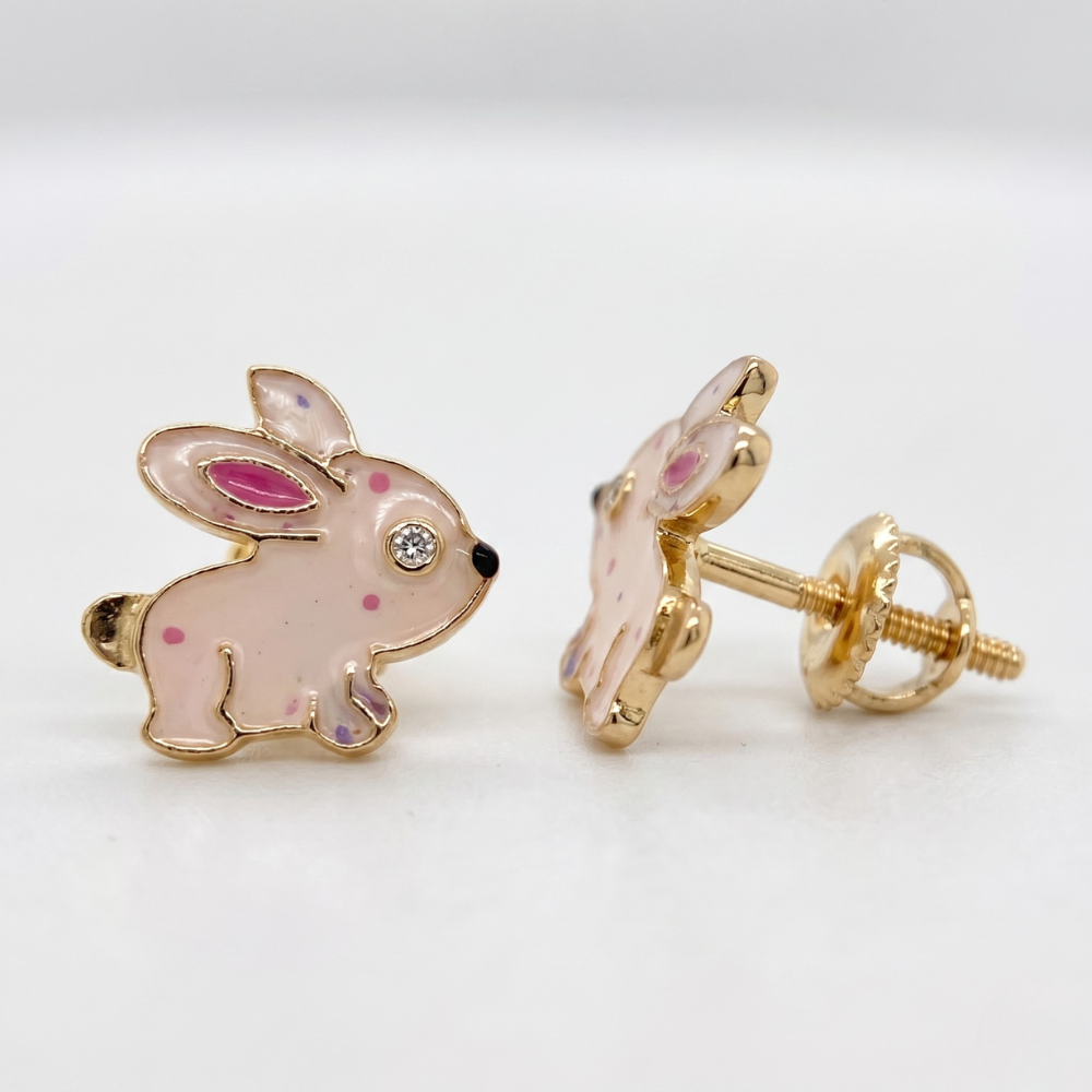 Kids Bunny Diamond Stud Earrings