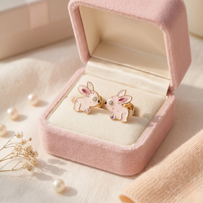 Kids Bunny Diamond Stud Earrings