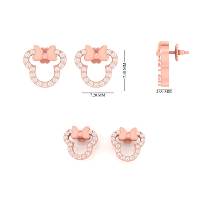 Kids Minnie Mouse Natural Diamond Earrings