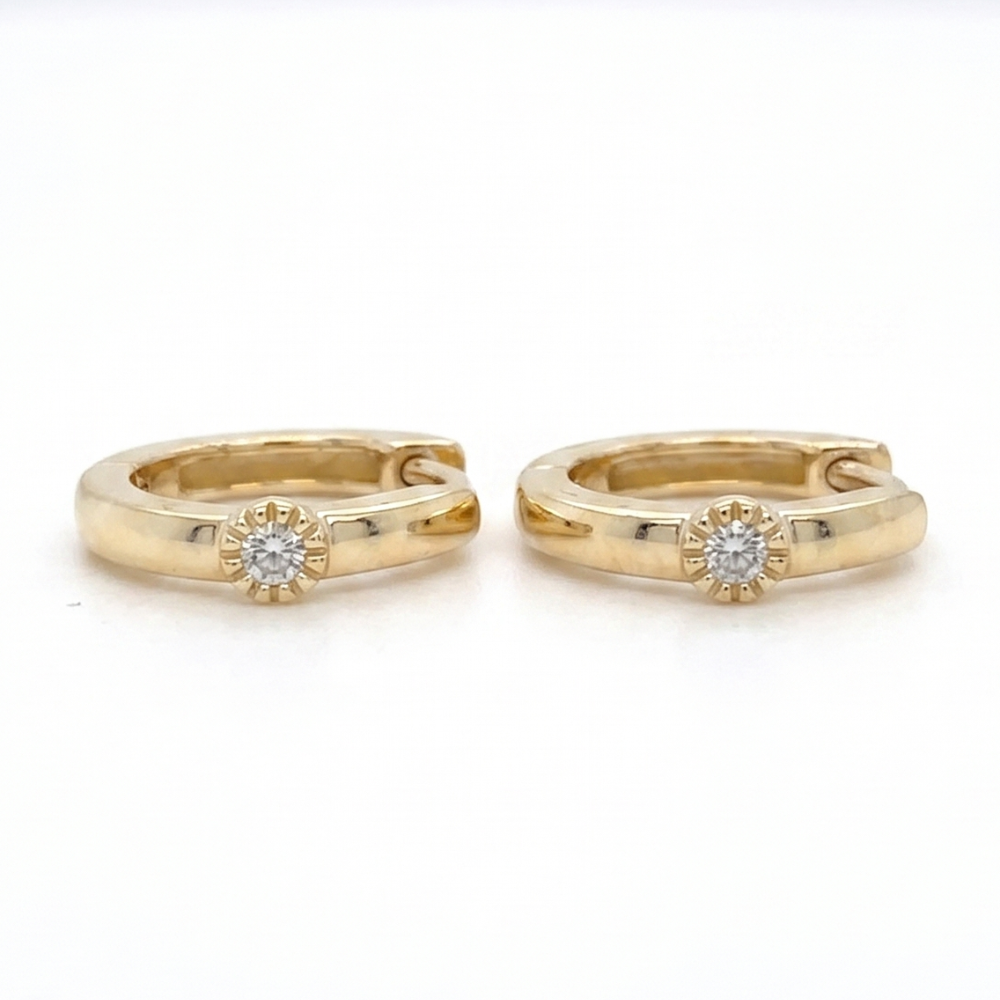 Diamond Sunburst Huggie Kids Earrings