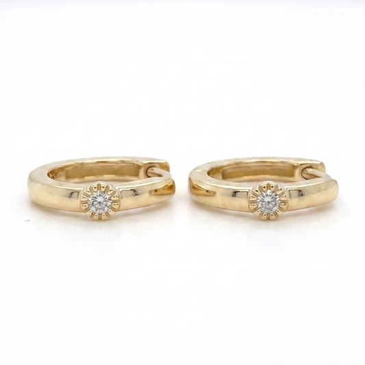 Diamond Sunburst Huggie Kids Earrings