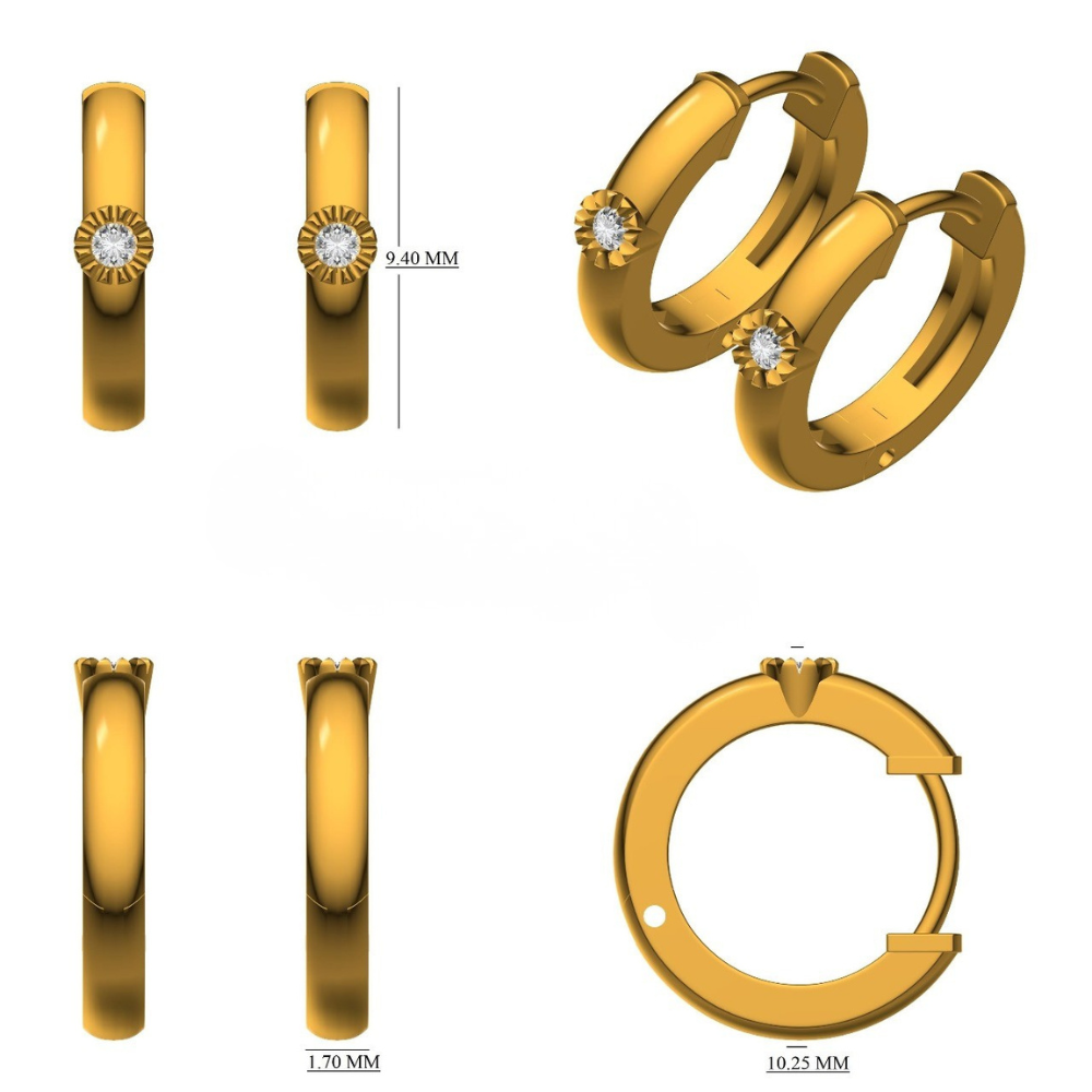 Diamond Sunburst Huggie Kids Earrings