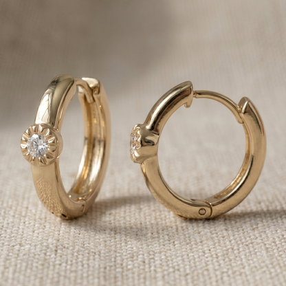 Diamond Sunburst Huggie Kids Earrings