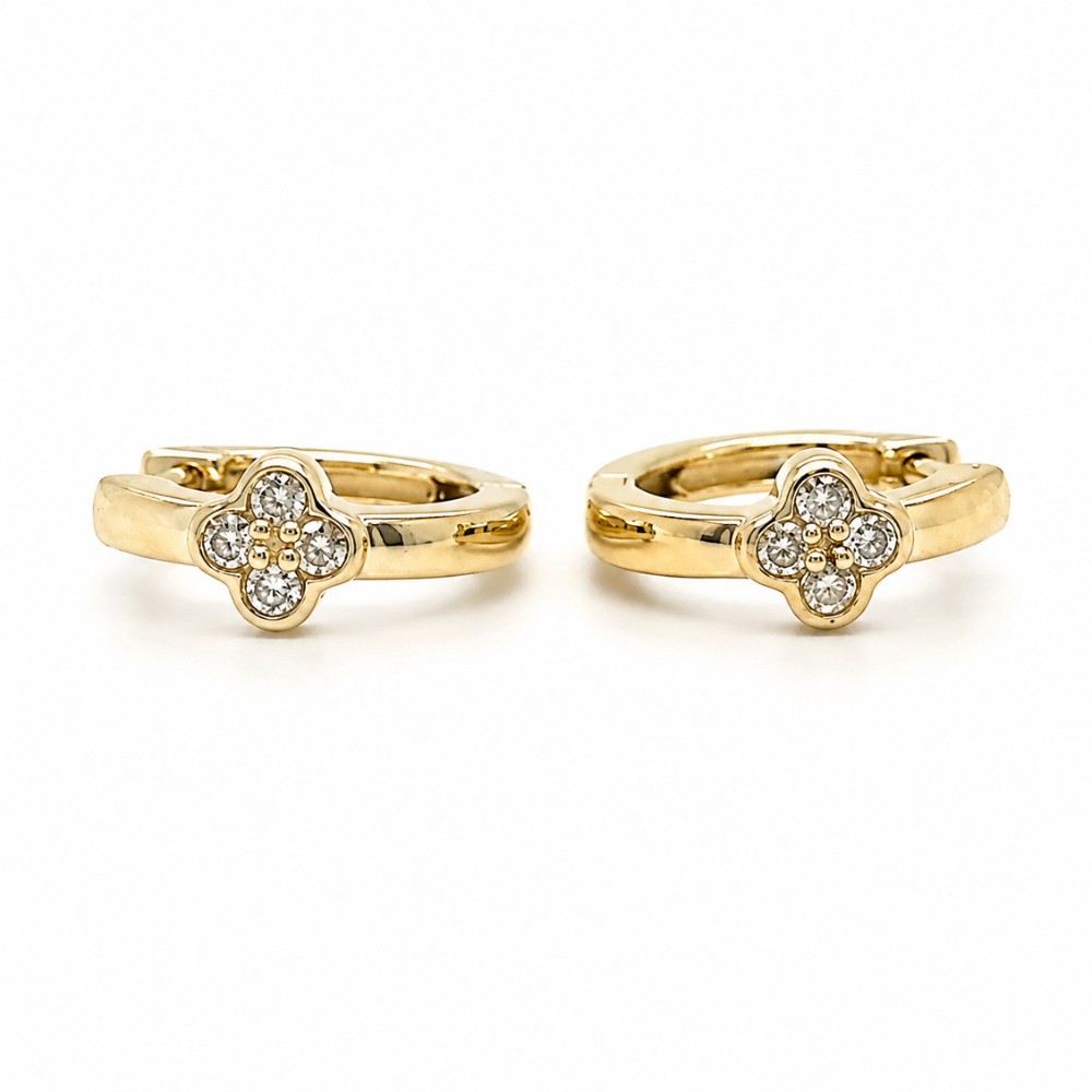Diamond Clover Huggie Kids Earrings