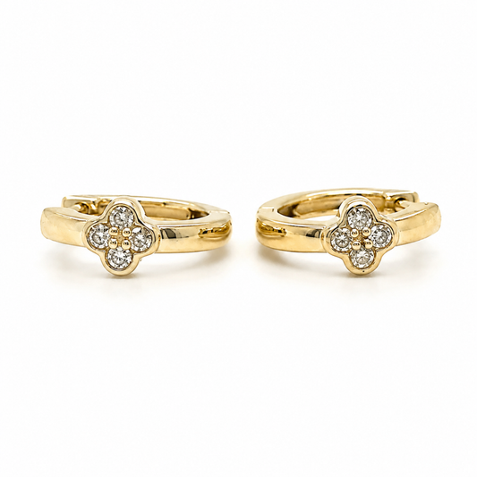 Diamond Clover Huggie Kids Earrings