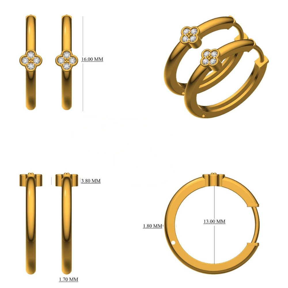 Diamond Clover Huggie Kids Earrings