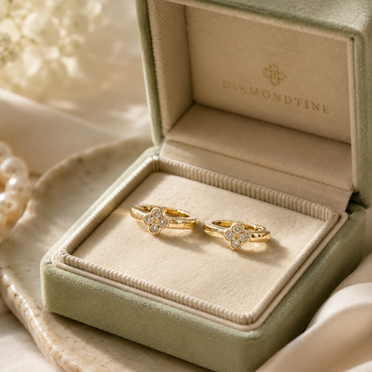 Diamond Clover Huggie Kids Earrings