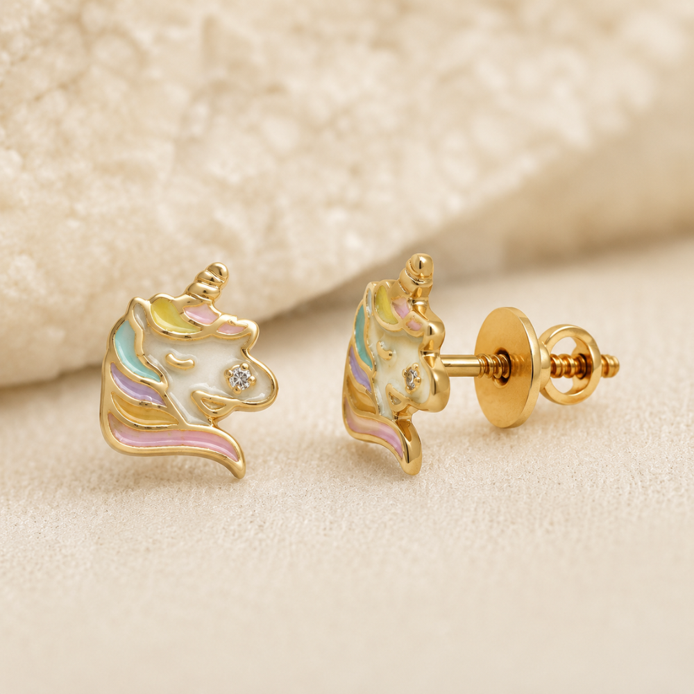 Kids Diamond Unicorn Stud Earrings