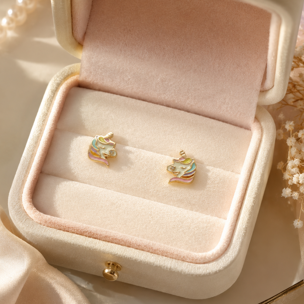 Kids Diamond Unicorn Stud Earrings