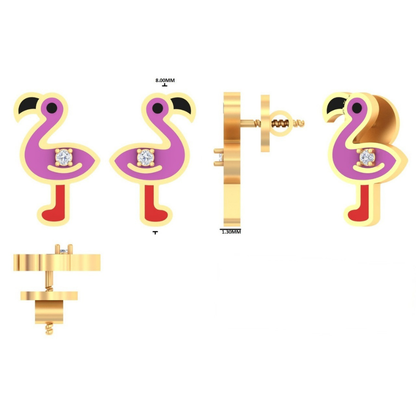 Flamingo Diamond Kids Stud Earrings