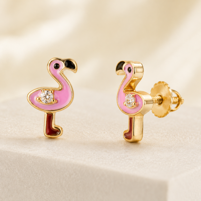 Flamingo Diamond Kids Stud Earrings