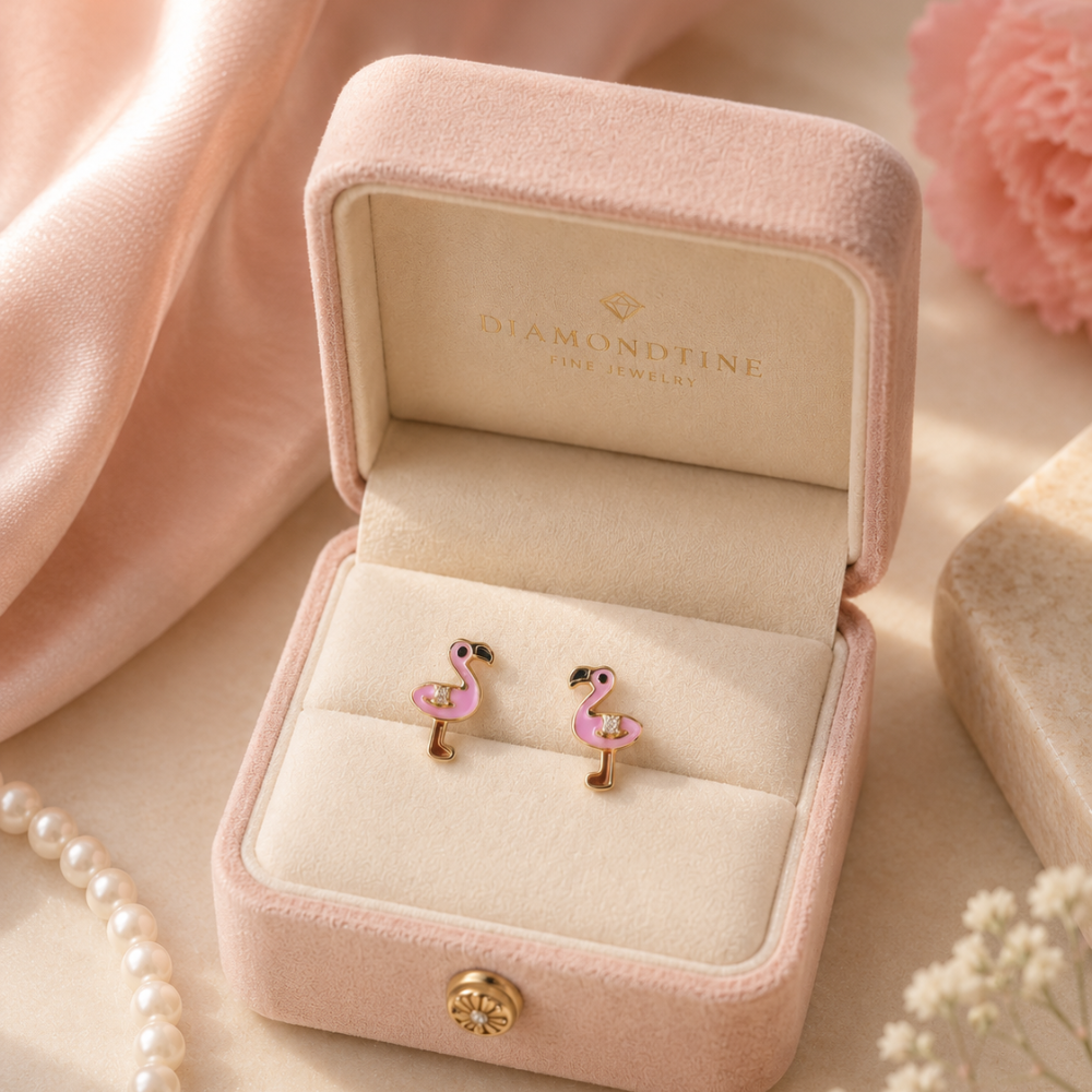 Flamingo Diamond Kids Stud Earrings