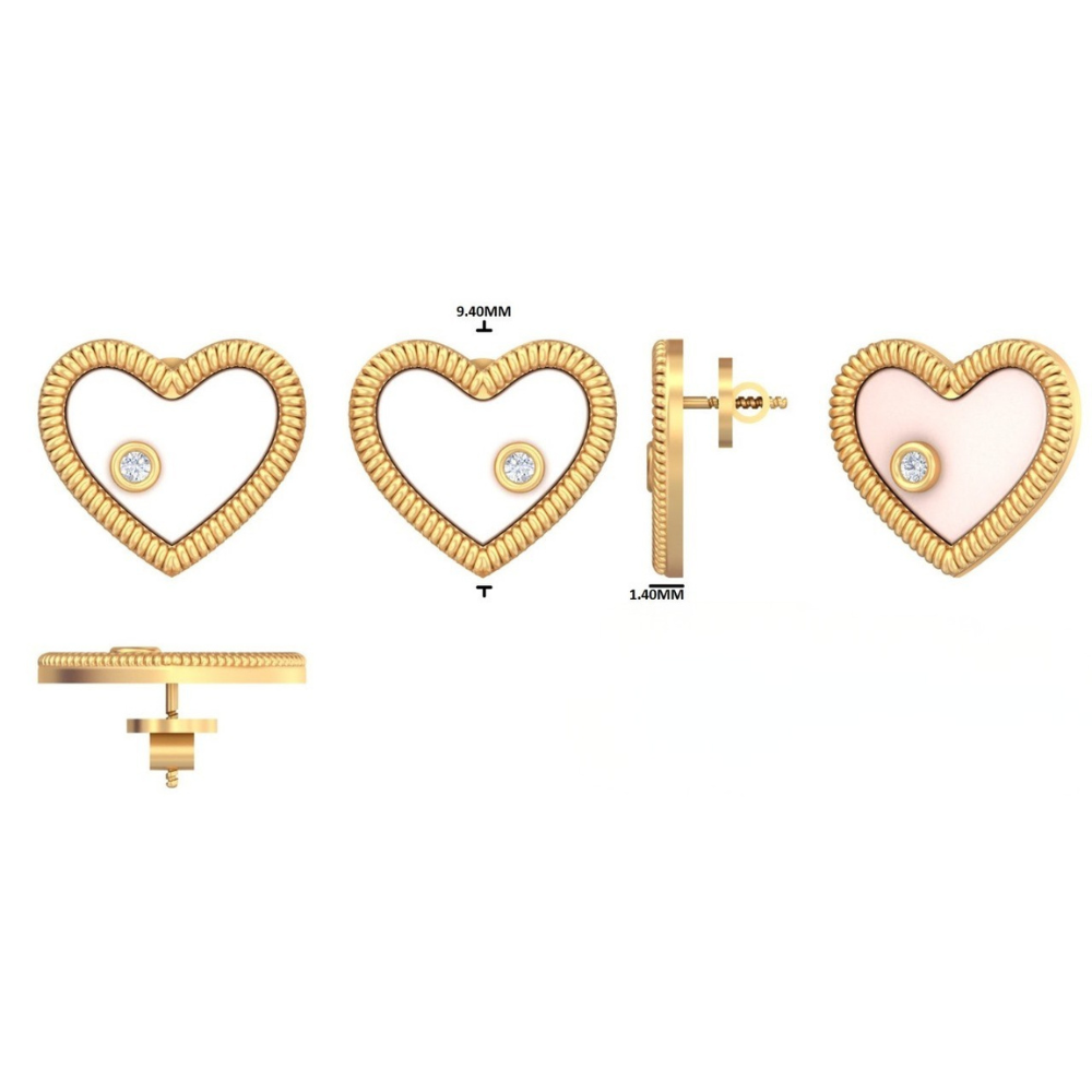 Heart Diamond Kids Stud Earrings