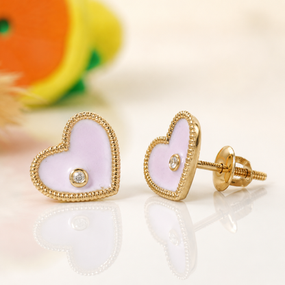 Heart Diamond Kids Stud Earrings