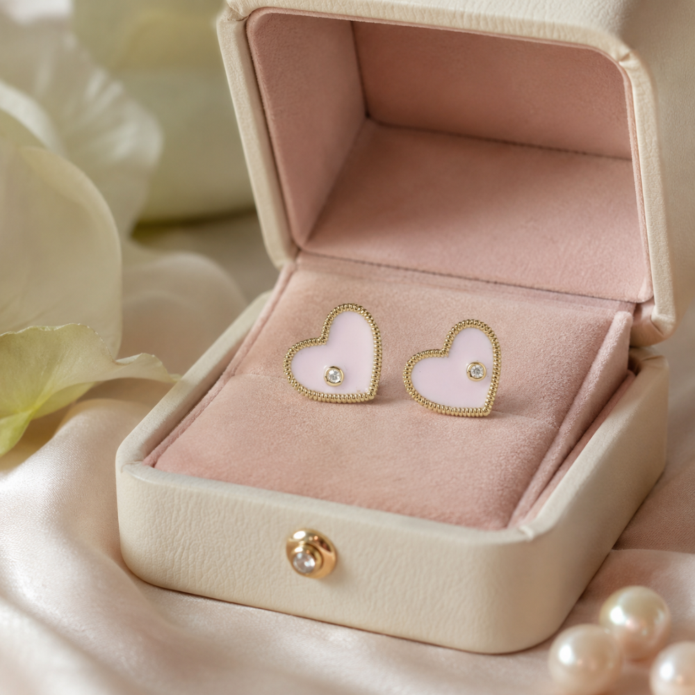 Heart Diamond Kids Stud Earrings