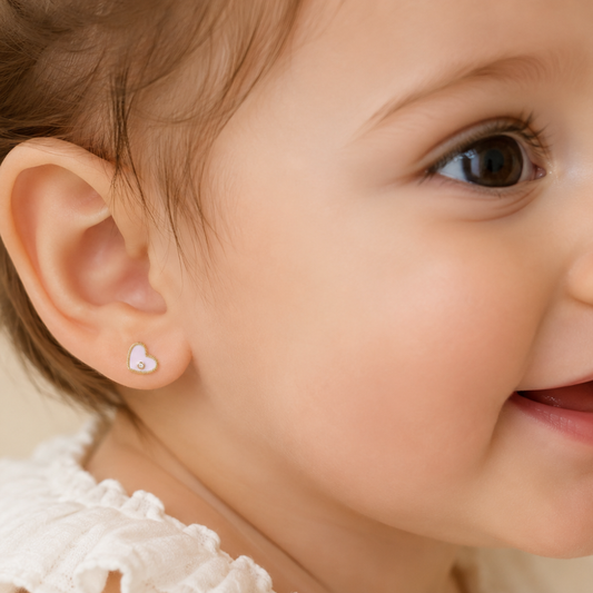 Heart Diamond Kids Stud Earrings