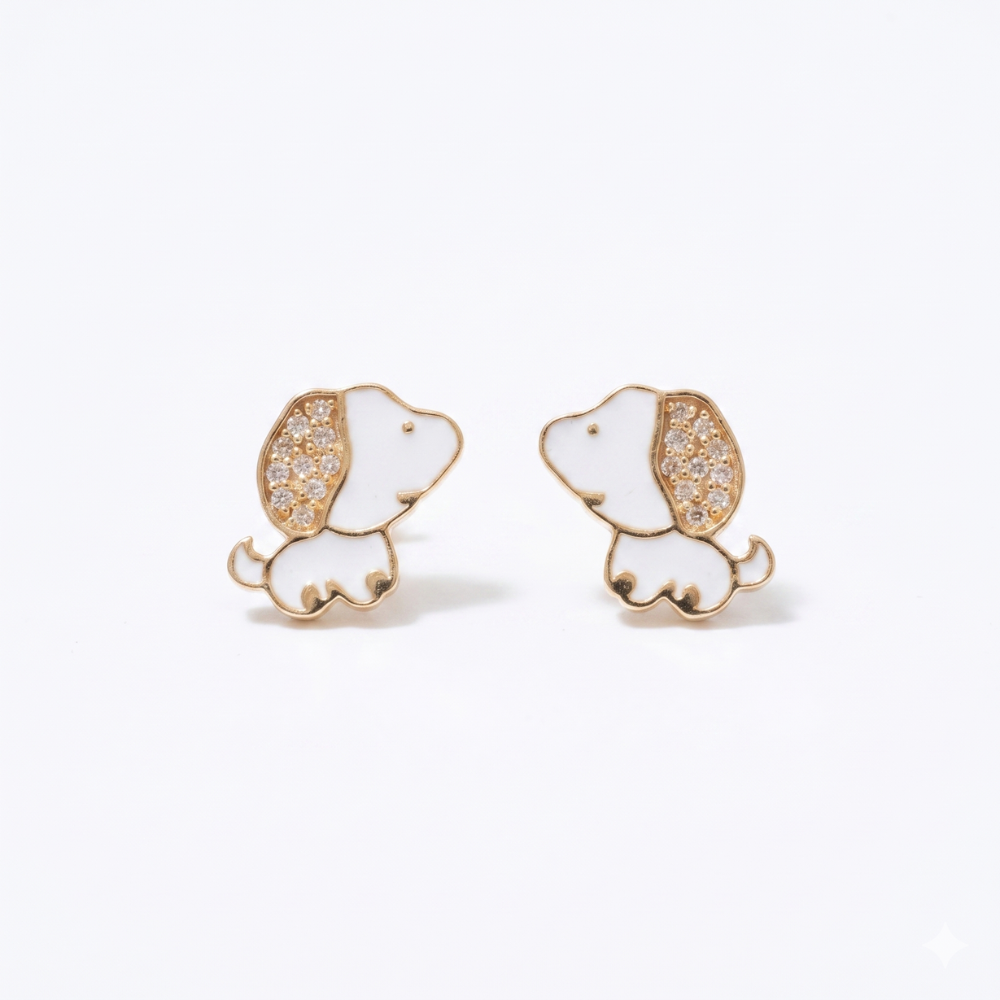 Puppy Diamond Kids Stud Earrings