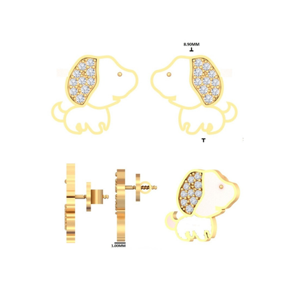 Puppy Diamond Kids Stud Earrings