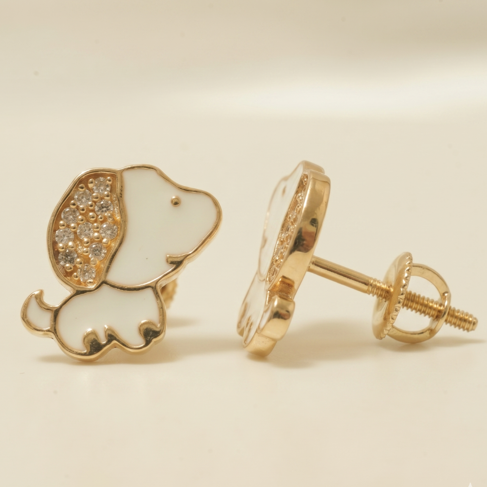 Puppy Diamond Kids Stud Earrings