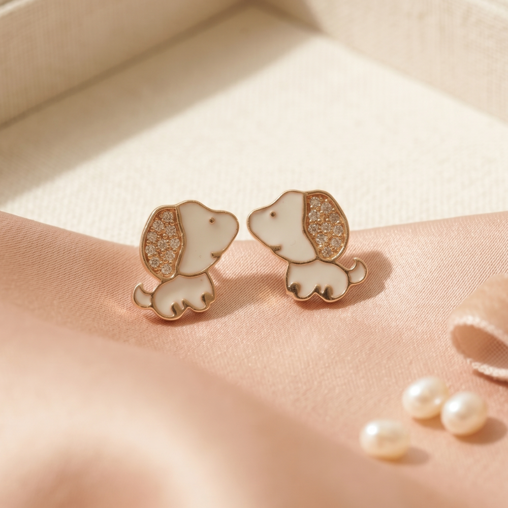Puppy Diamond Kids Stud Earrings