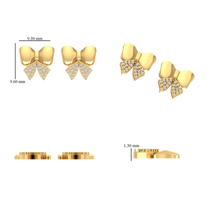 Kids Diamond Bow Stud Earrings