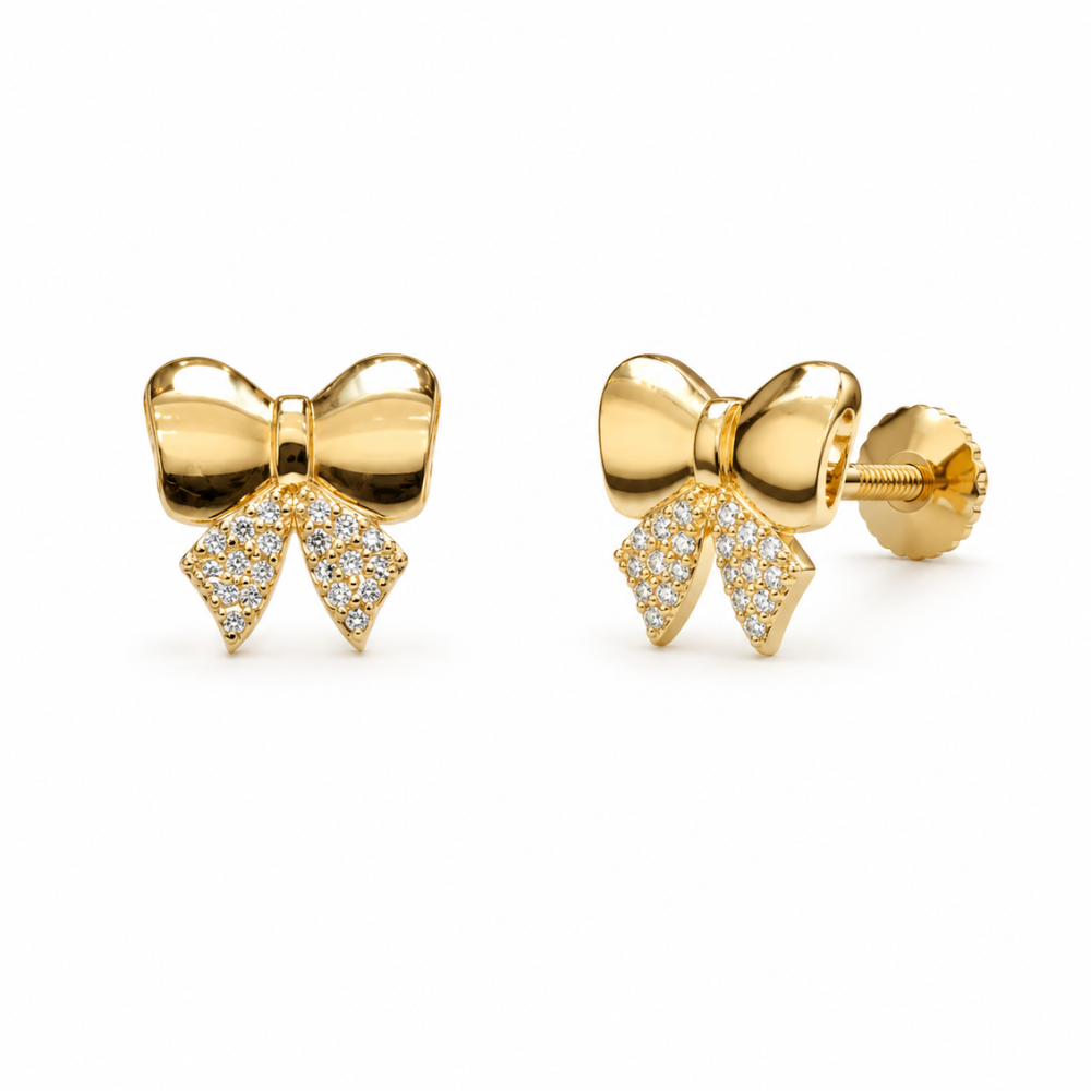 Kids Diamond Bow Stud Earrings