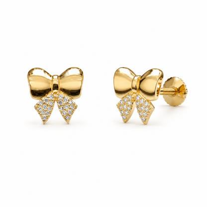 Kids Diamond Bow Stud Earrings