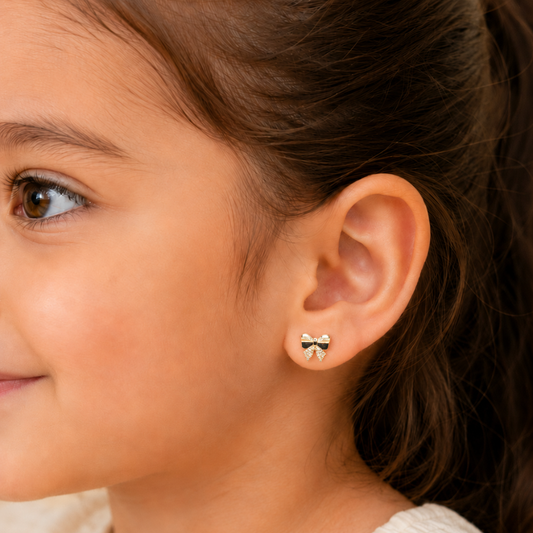 Kids Diamond Bow Stud Earrings