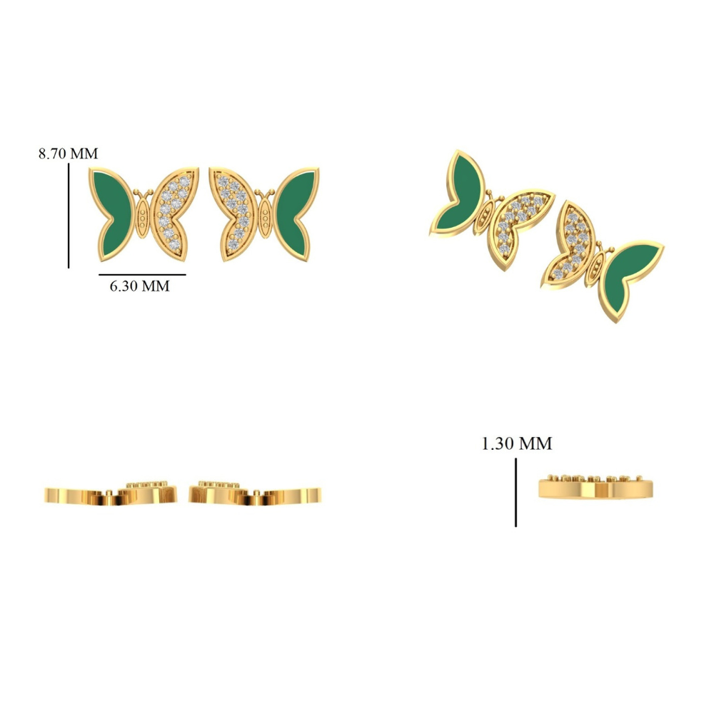 Kids Butterfly Diamond Earrings
