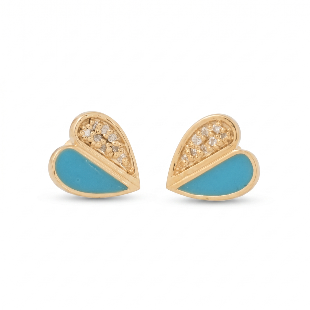 Aqua Heart Diamond Kids Earrings