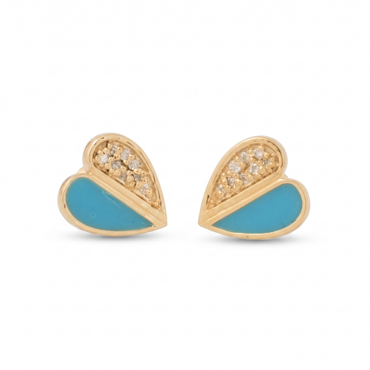 Aqua Heart Diamond Kids Earrings