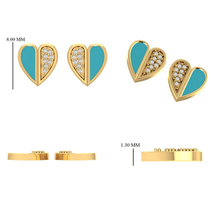 Aqua Heart Diamond Kids Earrings