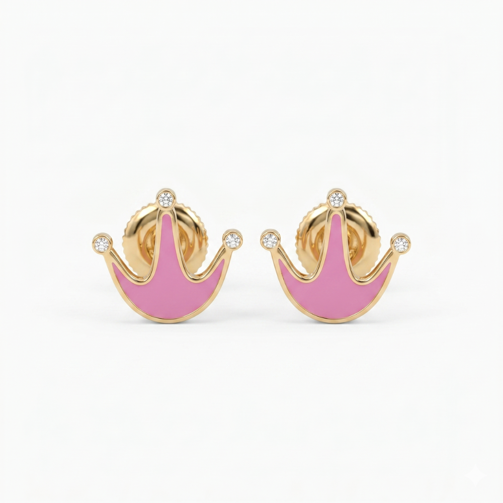 Crown Diamond Kids Stud Earrings