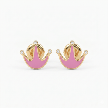 Crown Diamond Kids Stud Earrings