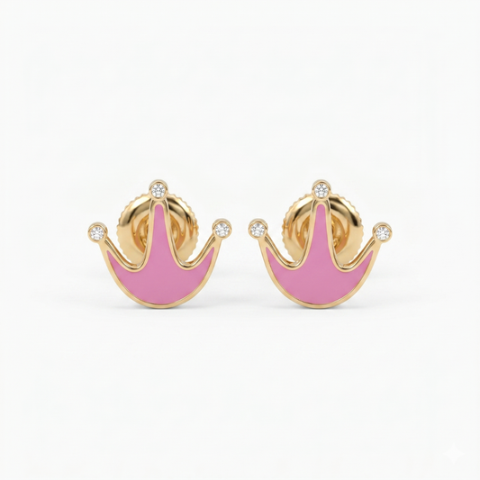 Crown Diamond Kids Stud Earrings