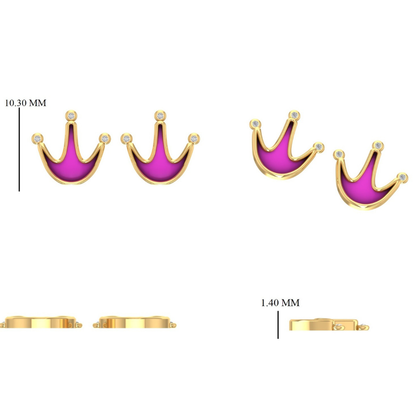 Crown Diamond Kids Stud Earrings