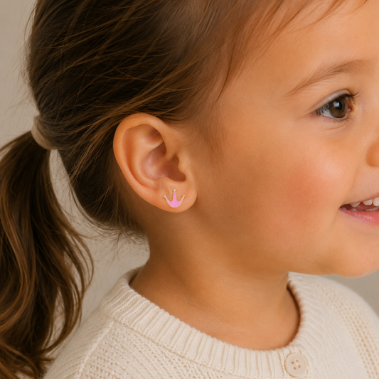 Crown Diamond Kids Stud Earrings