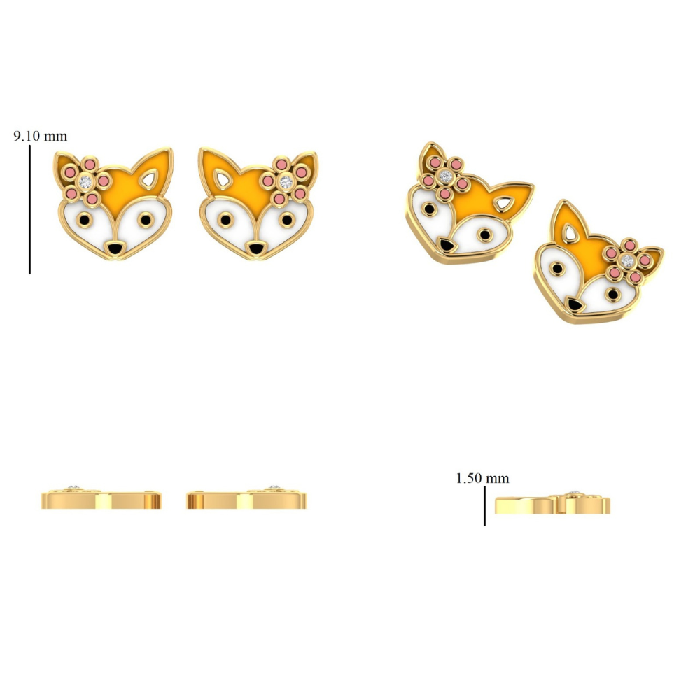 Fox Diamond Kids Stud Earrings