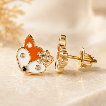 Fox Diamond Kids Stud Earrings