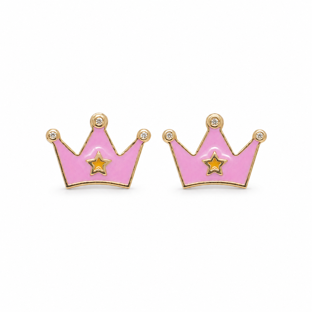 Kids Princess Crown Diamond Studs
