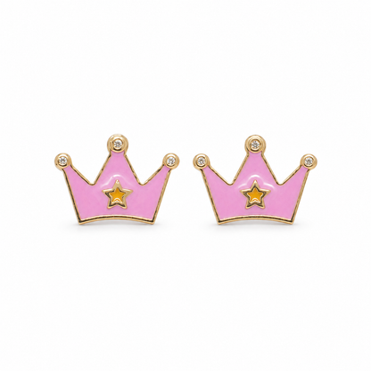 Kids Princess Crown Diamond Studs