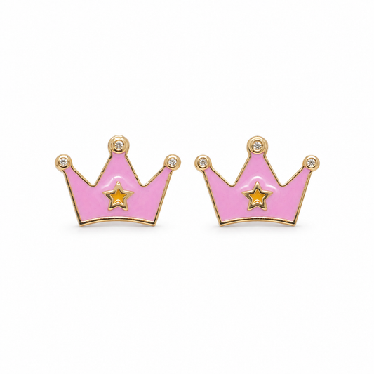 Kids Princess Crown Diamond Studs